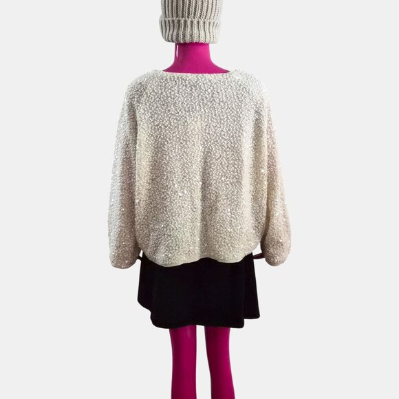 ZARA SEQUIN KNIT CARDIGAN BOAT NECK BUTTON FRONT NWT SIZE L - Picture 10 of 10
